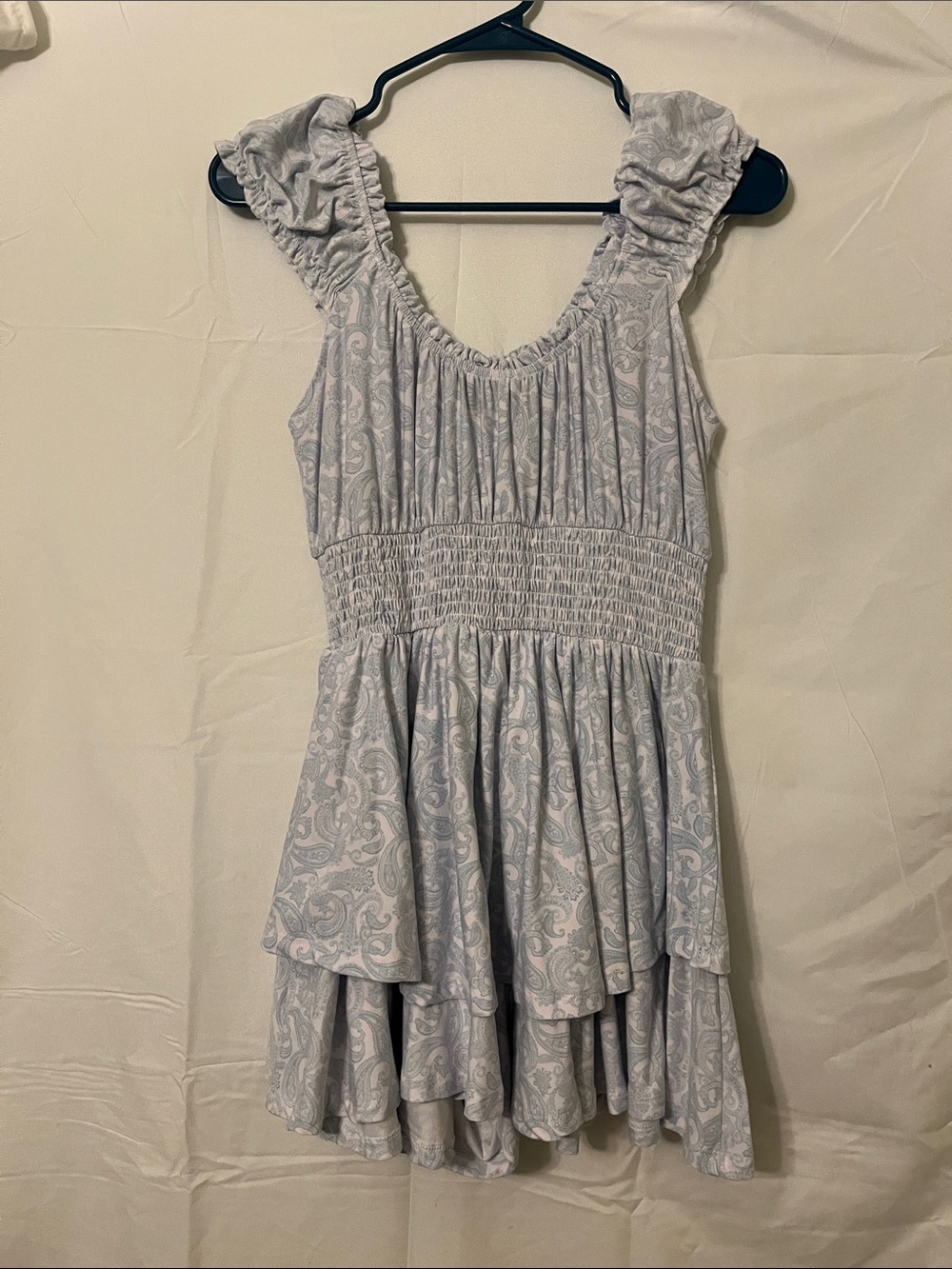 Justify Light Blue Paisley Ruffle romper